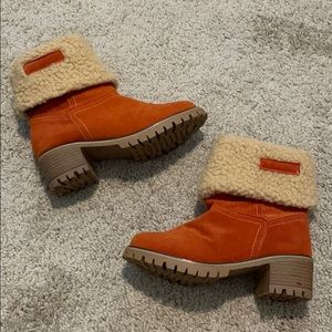 Orange Fur Ankle Boots